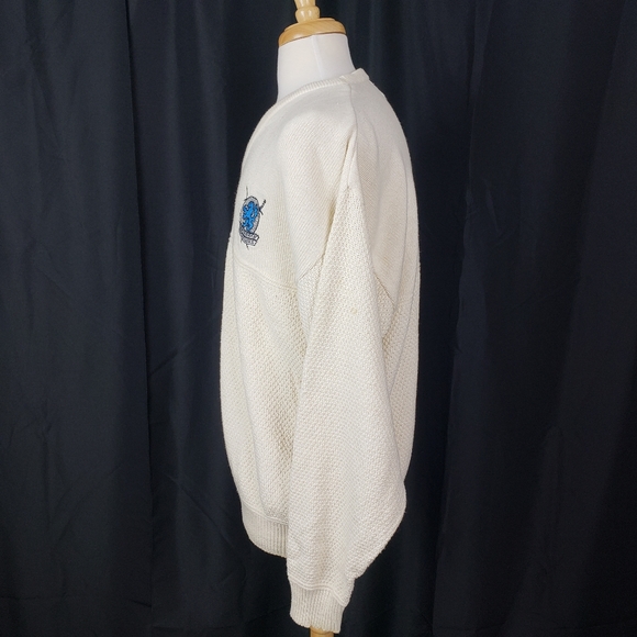 McBriar Vintage Knit Beige Sweater Made in USA with Embroidered Logo - Picture 4 of 8